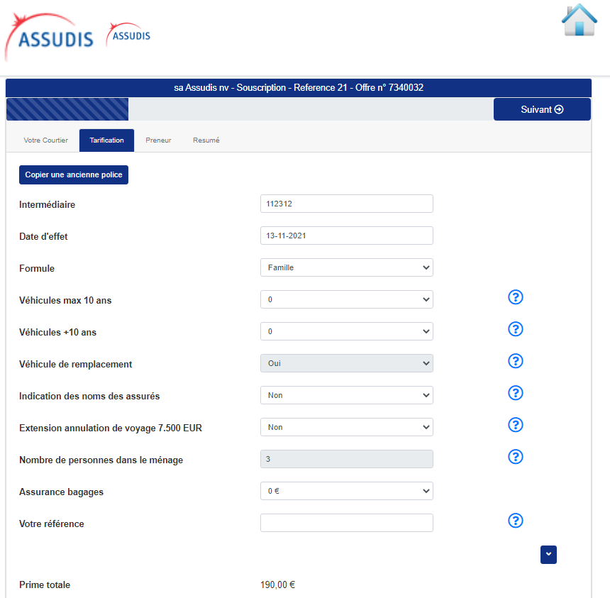 Souscription sur votre site web